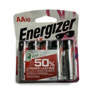 Energizer AA10 Silver and Black Batteries New 10 pack